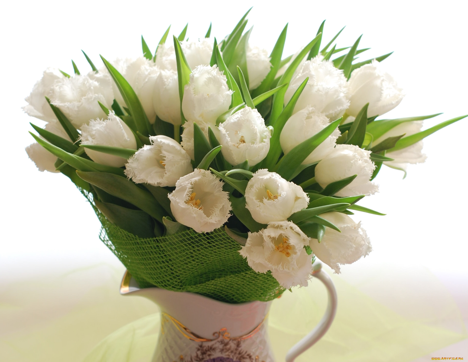 Весенний букет белых тюльпанов